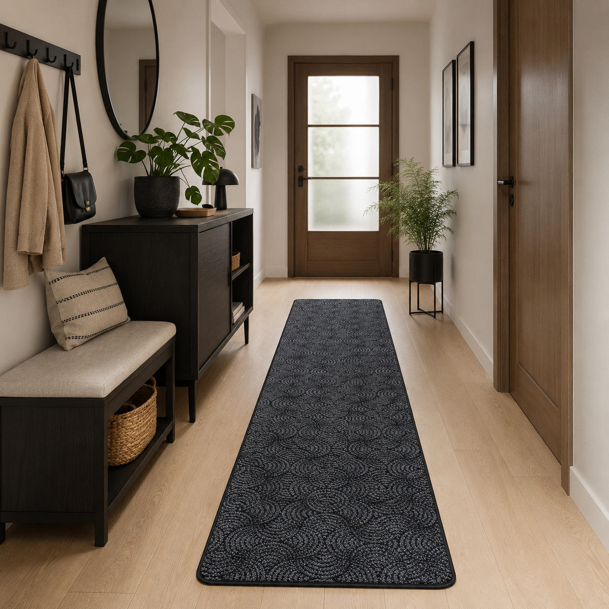 LÄUFER FEINSCHLINGE DESIGNER TEPPICH CIRCLE - Schwarz, Textil (100/300cm) - Snapstyle