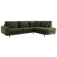 ROHOVÁ SEDAČKA CALENO L - Tmavě zelená Hrubě tkaná žinylka - Levá Strana - černá/tmavě zelená, kov/textil (317/225cm) - MKS