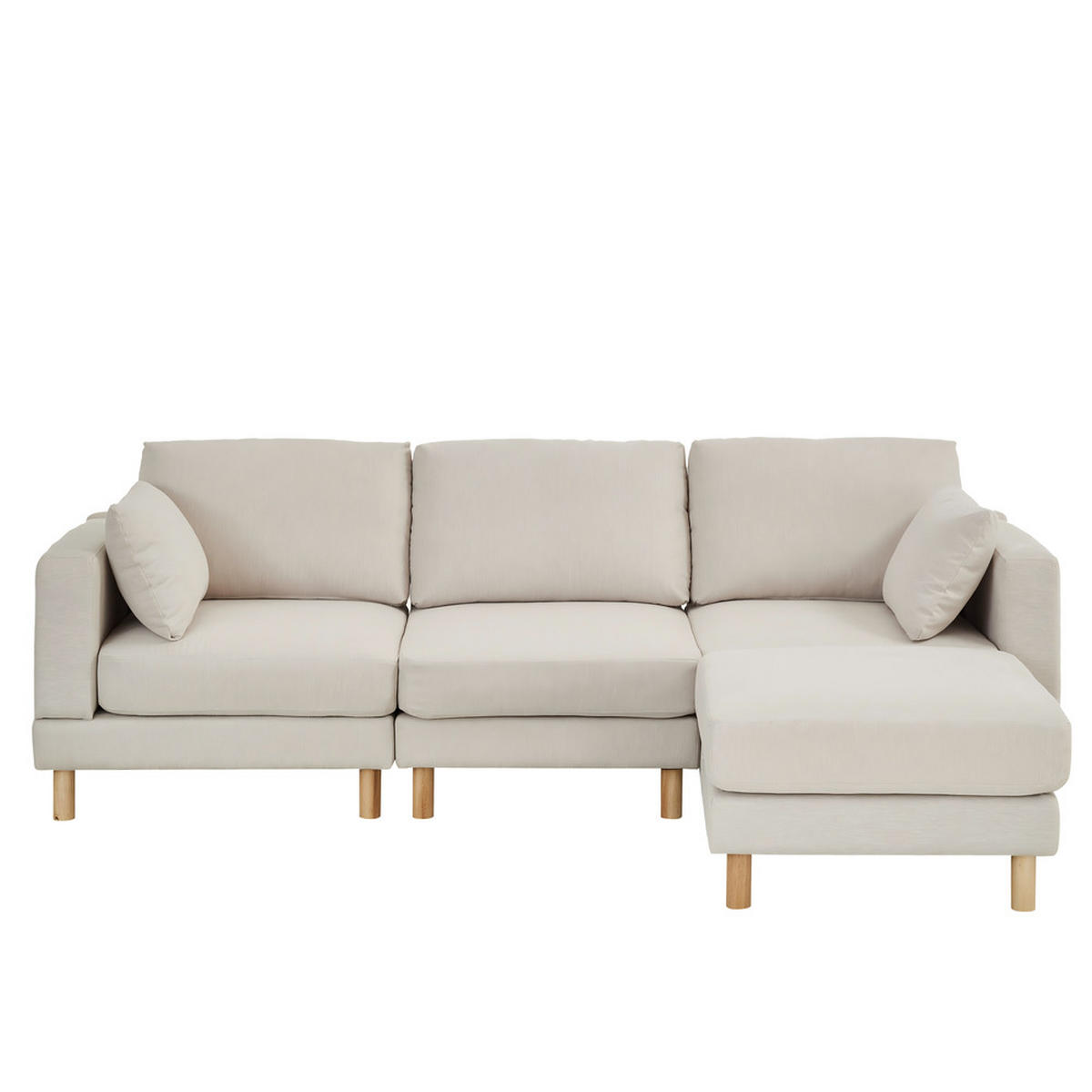 ECKSOFA Hocker Polyester 235x152cm Beige Taschenfederkern Holzfüße - Beige, Textil (152/235cm) - Raelunyi
