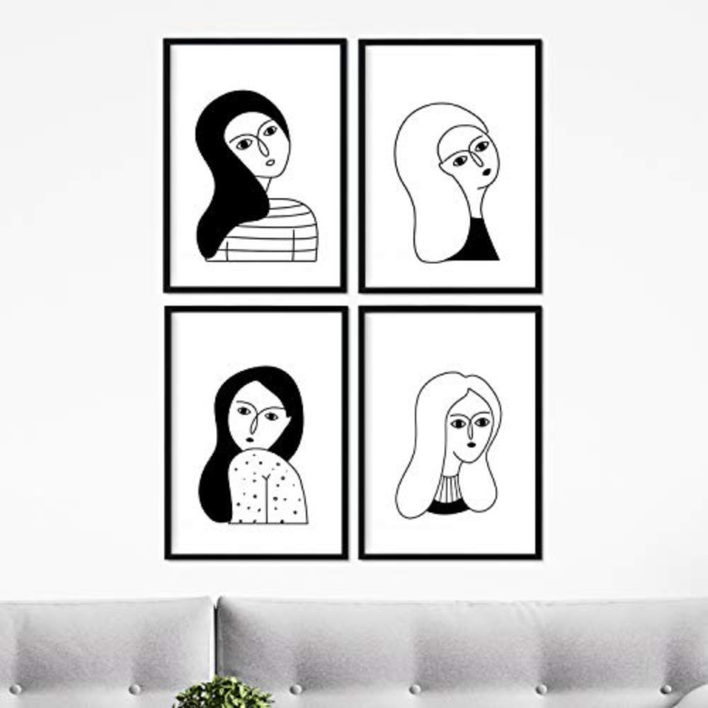 POSTER Set mit 4 „Vier Frauen“ Zeichnungen von Frauen A3 Rahmenlos - Klar, Papier (29.7/3cm) - Nacnic
