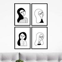 POSTER Set mit 4 „Vier Frauen“ Zeichnungen von Frauen A3 Rahmenlos - Klar, Papier (29.7/3cm) - Nacnic