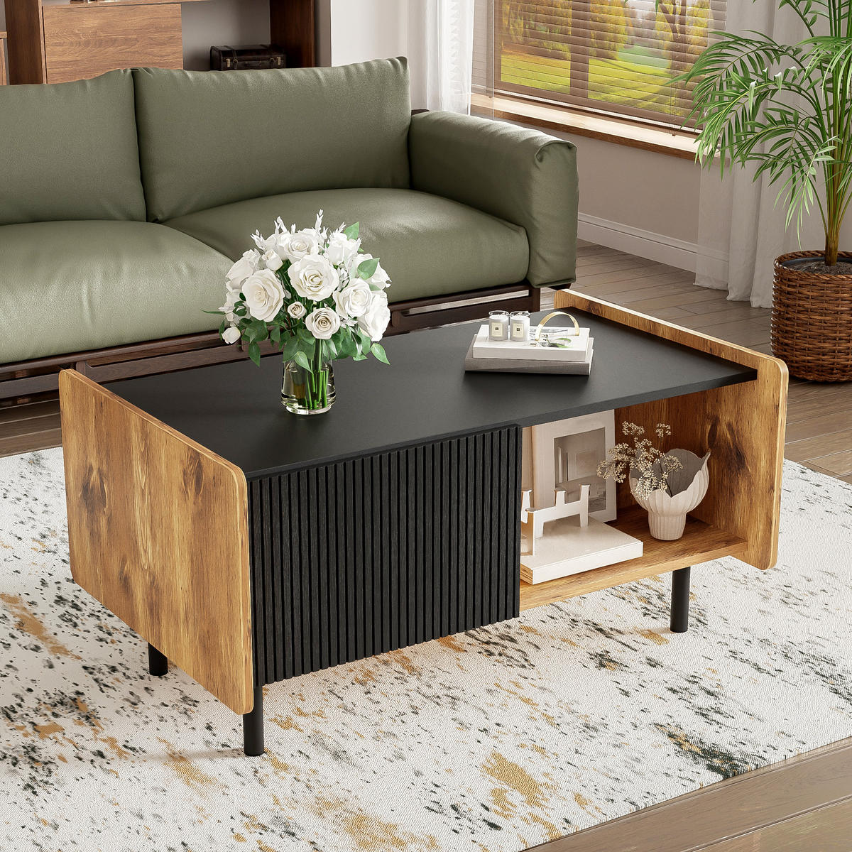 COUCHTISCH Schwarz 90/55/45,5 cm - Schwarz, Holzwerkstoff (55/90/45.5cm) - Urban Meuble