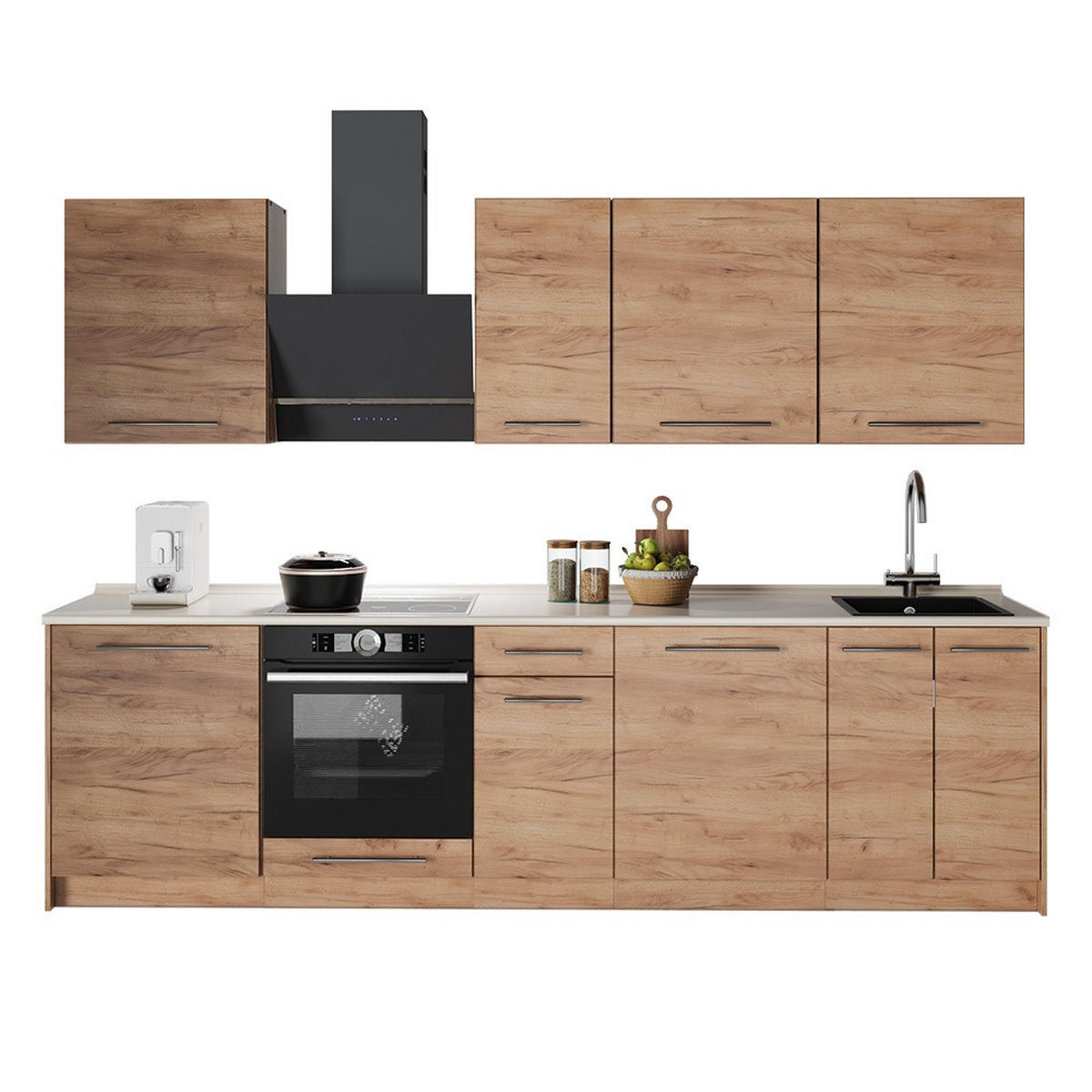 CHICINETĂ Fame-Line, Stejar auriu/Stejar auriu, 280 cm fara blat - stejar miere, compozit lemnos (280/206.8/51.6cm) - Vicco