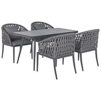GARTENMÖBEL-SET 4-Sitzer Aluminium/Flechtseil grau Lipari - Grau, Metall - Beliani