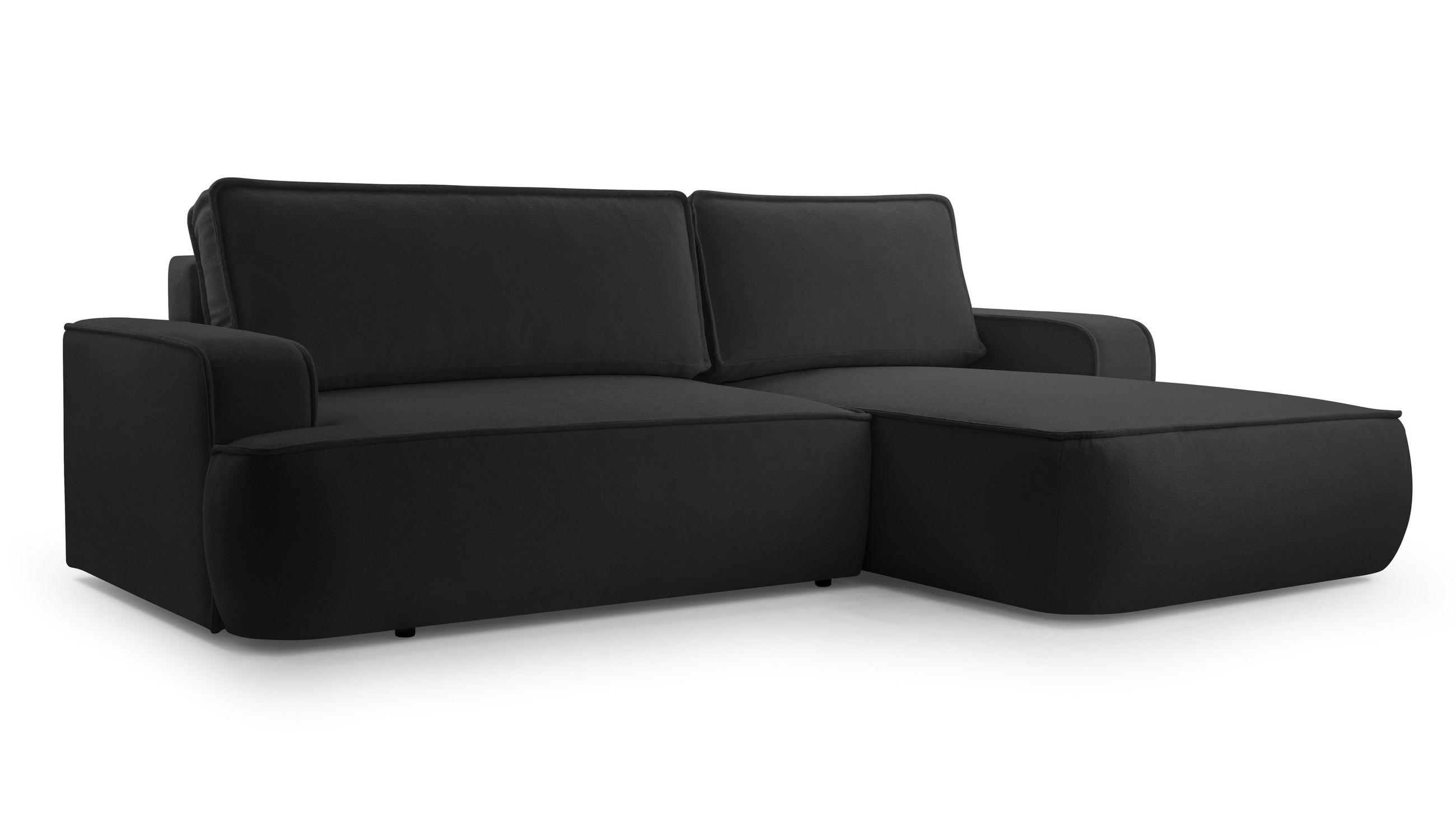 ECKSOFA L Form Ablia Schwarzes 267/168/87 cm mit Schlaffunktion R - Schwarz, Kunststoff/Textil (267/168cm) - AX Living