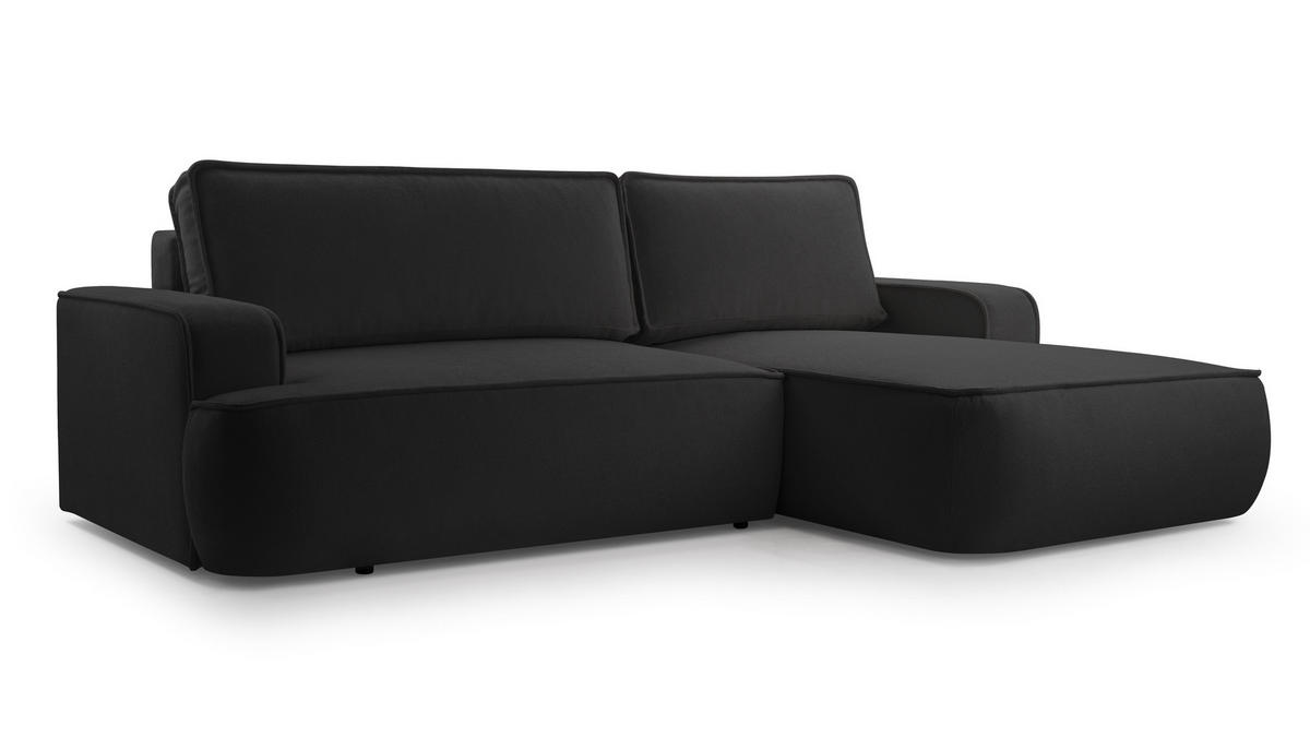 ECKSOFA L Form Ablia Schwarzes 267/168/87 cm mit Schlaffunktion R - Schwarz, Kunststoff/Textil (267/168cm) - AX Living