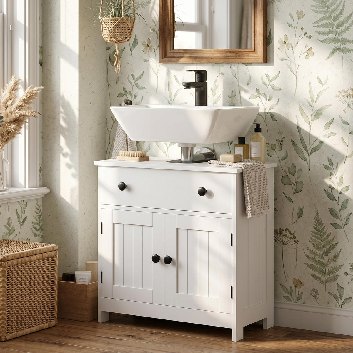 BADEZIMMERSCHRANK Weiß 30.0/60.0/60.0 cm - Weiß, Holzwerkstoff (60/60/30cm)
