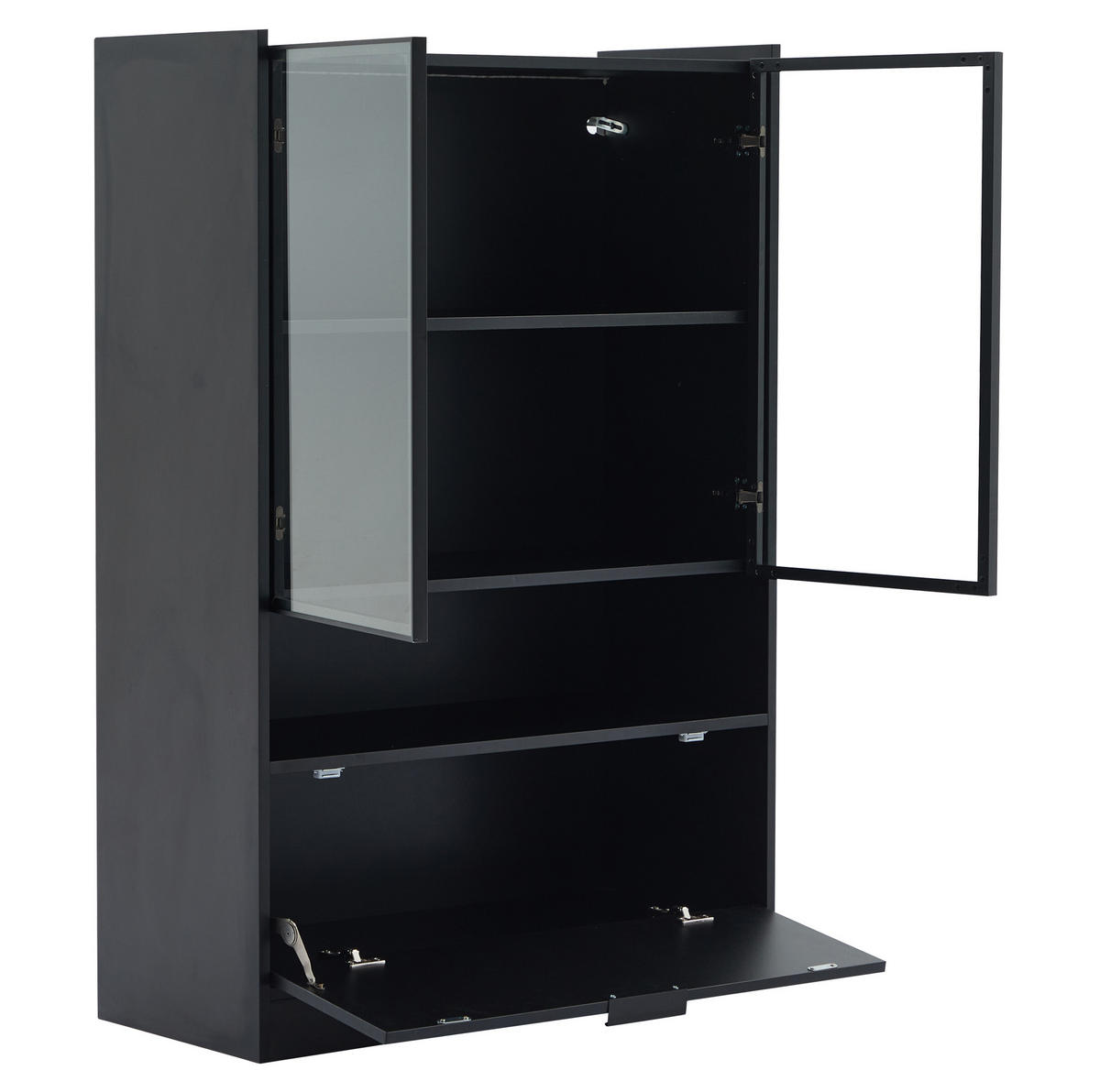 VITRINE 80/35/120 cm aus Spanplatte mit LED-Beleuchtung Schwarz - Schwarz, Holzwerkstoff (80/120/35cm) - Modenvie