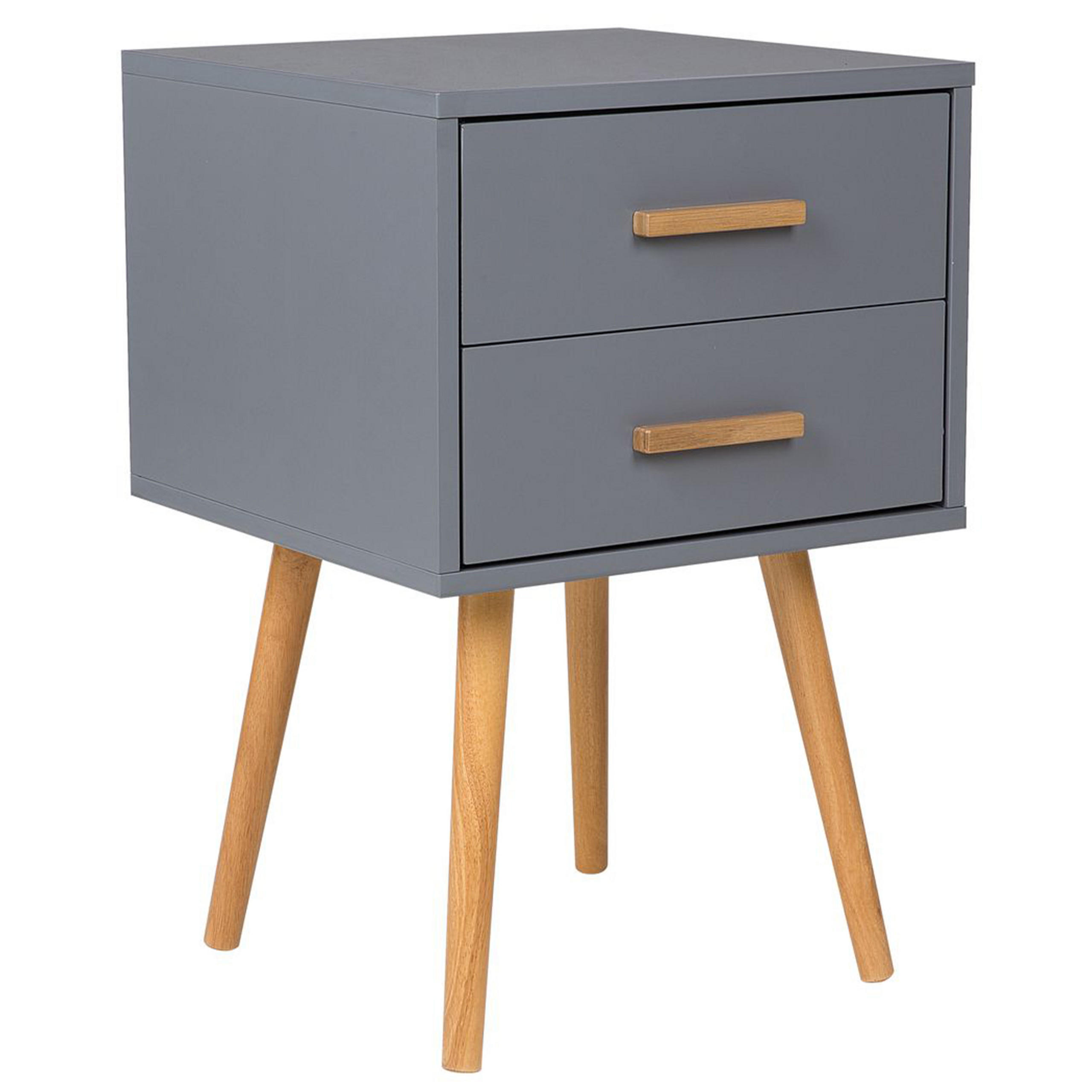 NACHTTISCH grau 2 Schubladen Alabama - Hellbraun/Grau, Holzwerkstoff (40/62/40cm) - Beliani