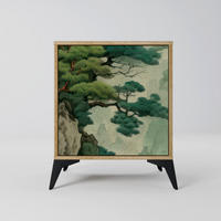 SIDEBOARD VERDURE ABYSS, Eichefarben, 57,5x42x70,5 cm, Schwarze Metall-Sternfüße - Eichefarben/Multicolor, Holzwerkstoff/Metall (57.5/70.5/42cm) - SpaceRebels