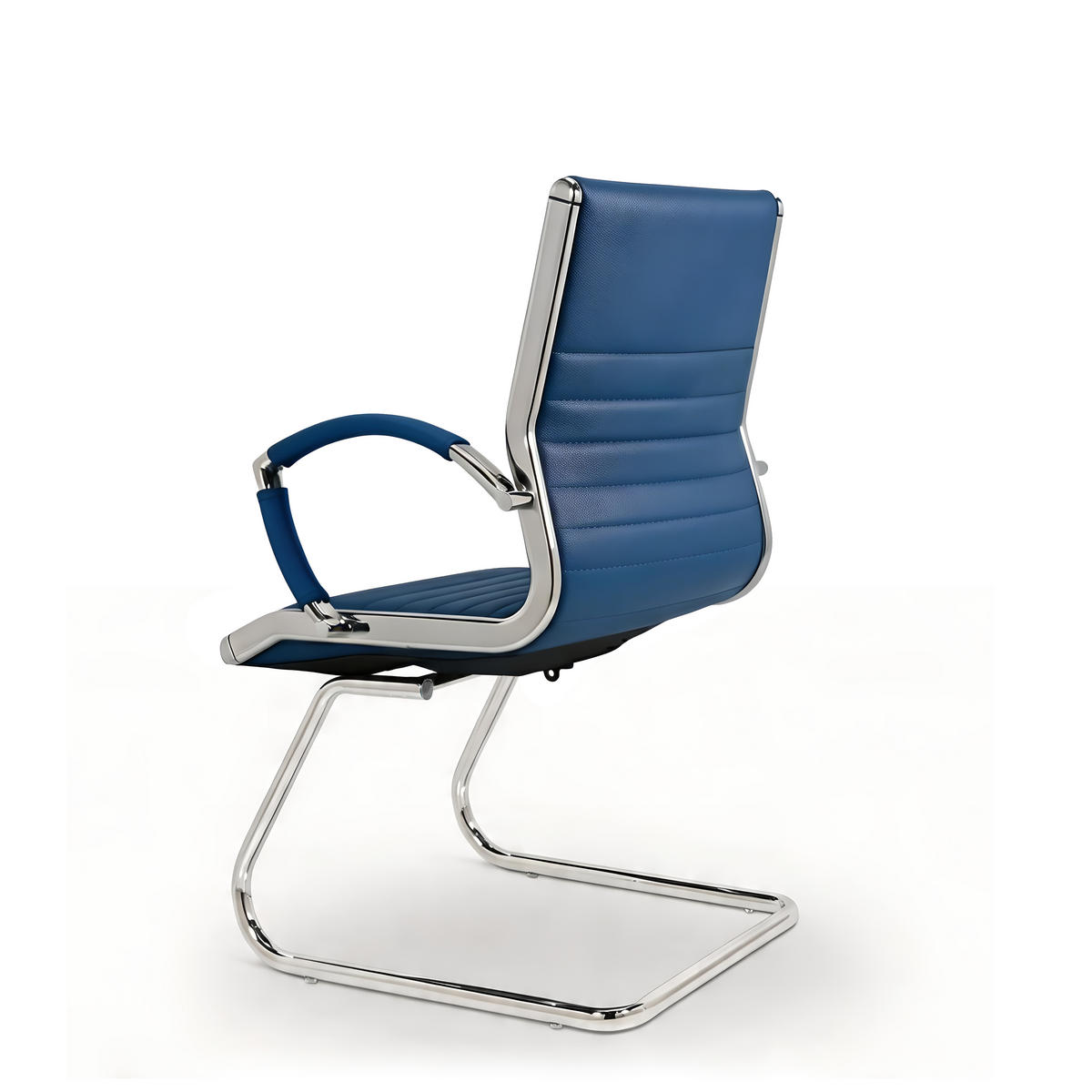 BESUCHERSTUHL Montreal Echtleder Blau – ergonomisch, 150 kg belastbar - Blau, Leder/Metall (60/95/60cm) - Versee