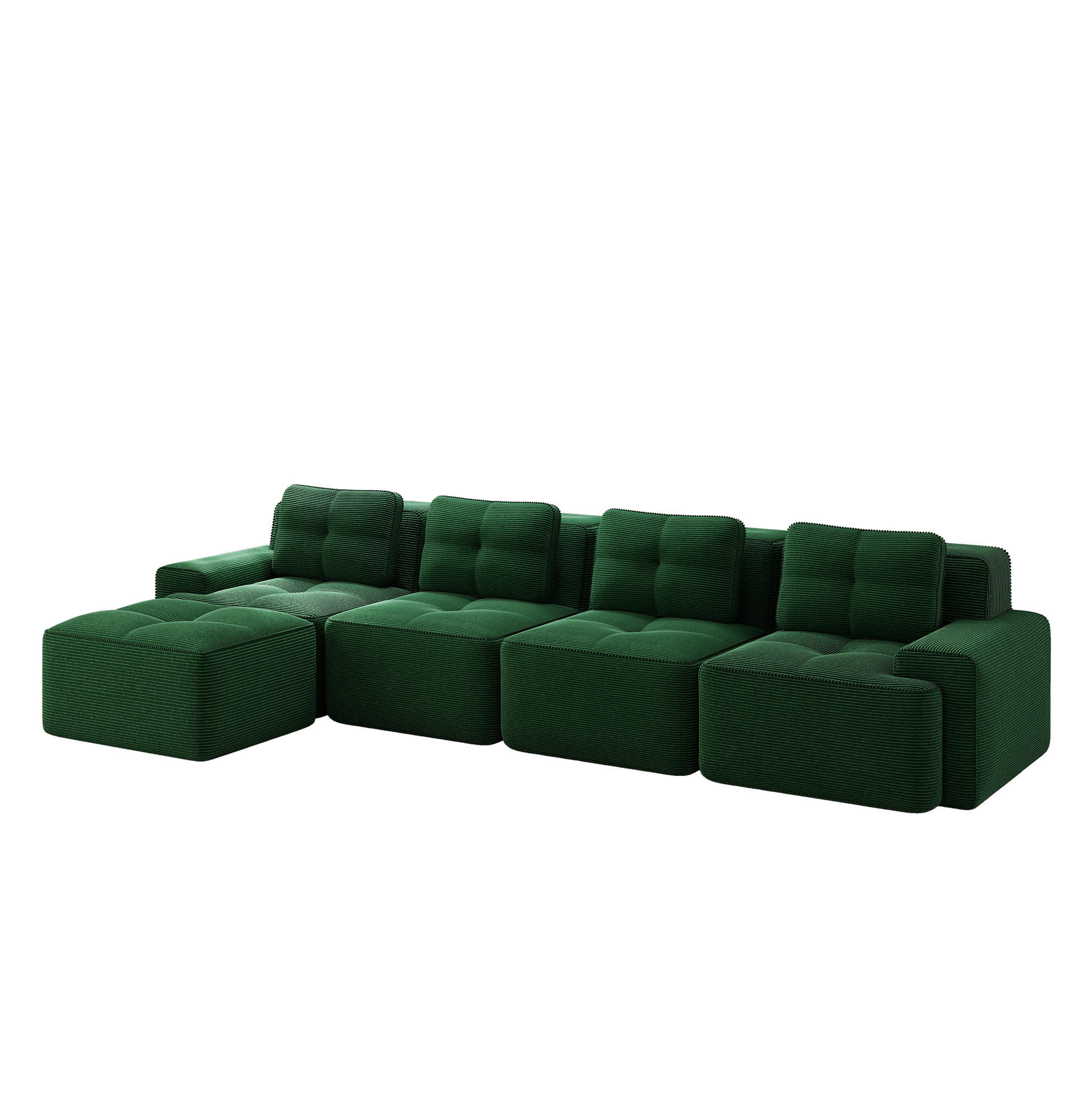 OKWISH MODULÁRNÍ pohovka 74 cm zelená z manšestru bez montáže