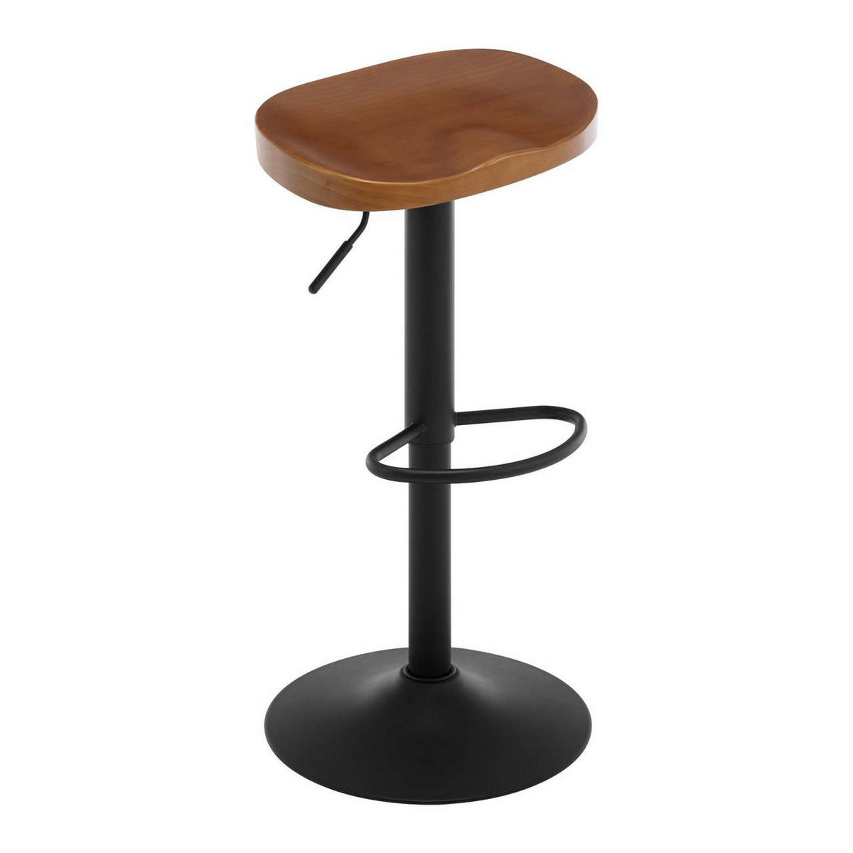 BARHOCKER mit Sattelsitz, aus Massivholz, Braun - Schwarz/Braun, Holz/Metall (41.5/60/31.5cm) - Woltu