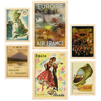 POSTER Set Mit 6 Europäische Länder Größe A3 & A4 Rahmen aus hellem Holz - Beige, Papier (29.7/1cm) - Nacnic