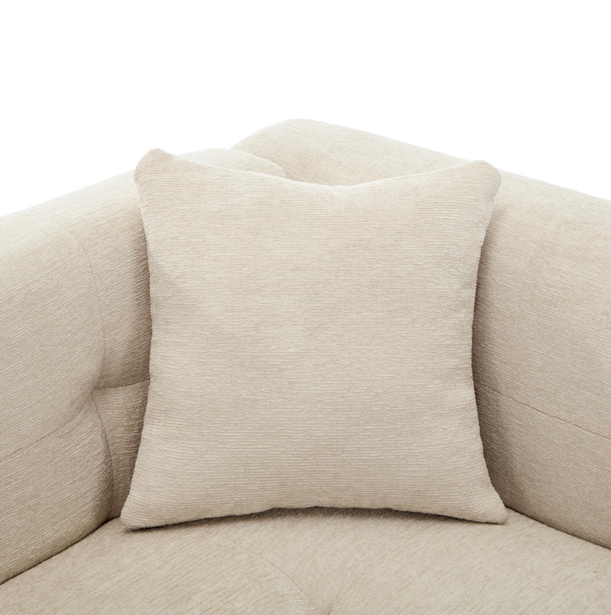 ECKSOFA 204/126/69 cm Beige aus Chenille mit Stauraum-Fußhocker - Beige, Textil (126/204cm) - OKWISH