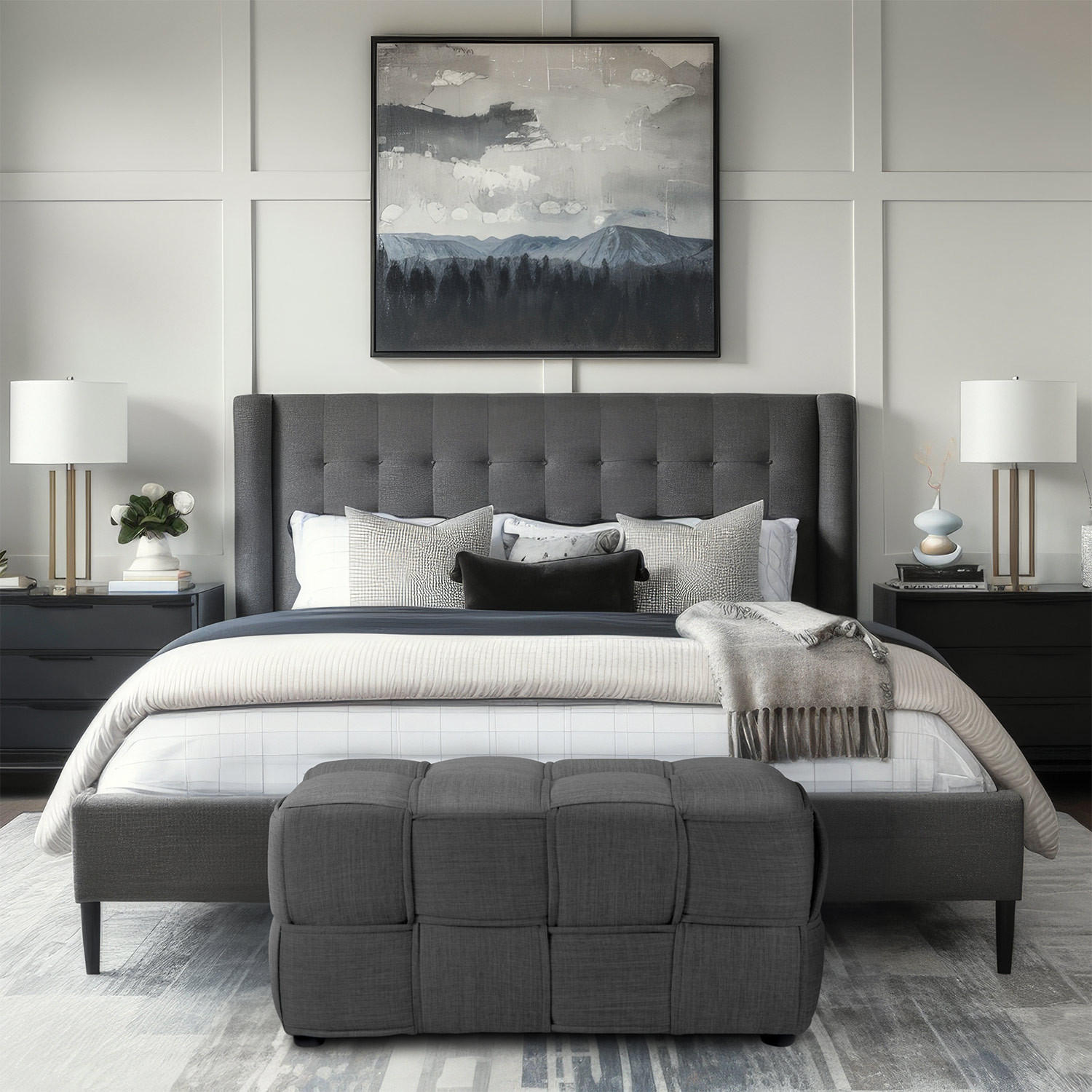 HOCKER in Polyester 86/40/43 cm in Grau - Grau, Textil (86/40/43cm) - Homestyle4u