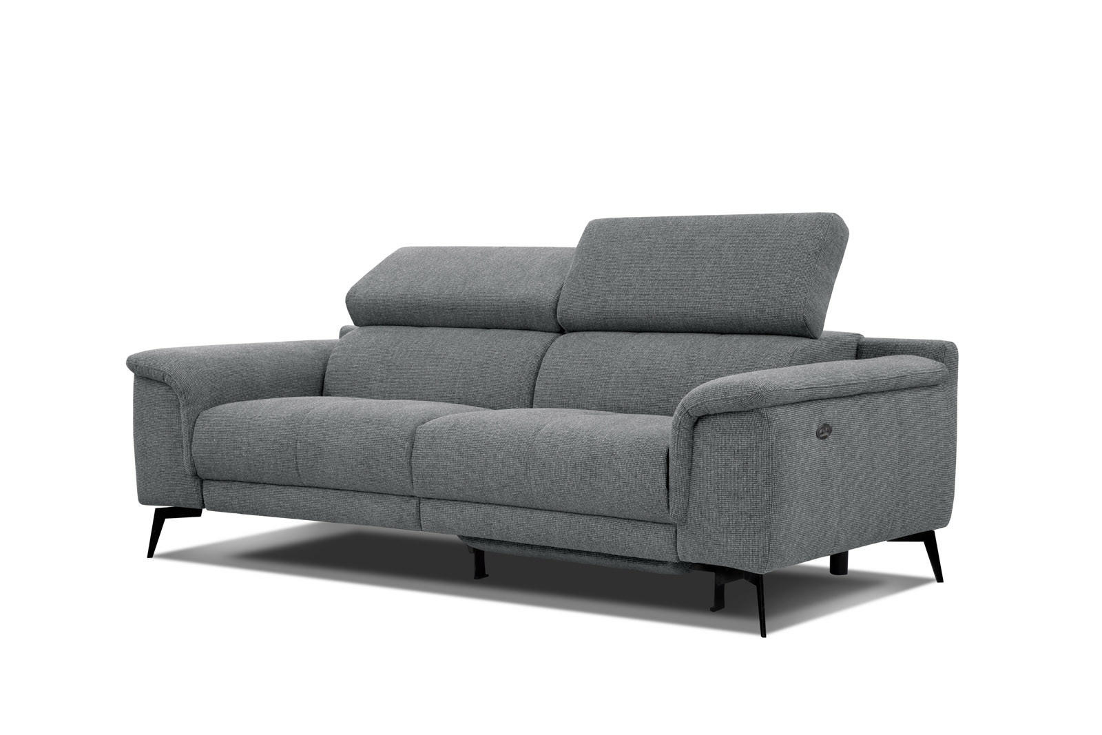 RELAXSOFA FIERO 3-Sitzer mit 1 Relaxfunktion, grau - Schwarz/Grau, Holzwerkstoff/Textil (212/82/103cm) - Courtois Laville