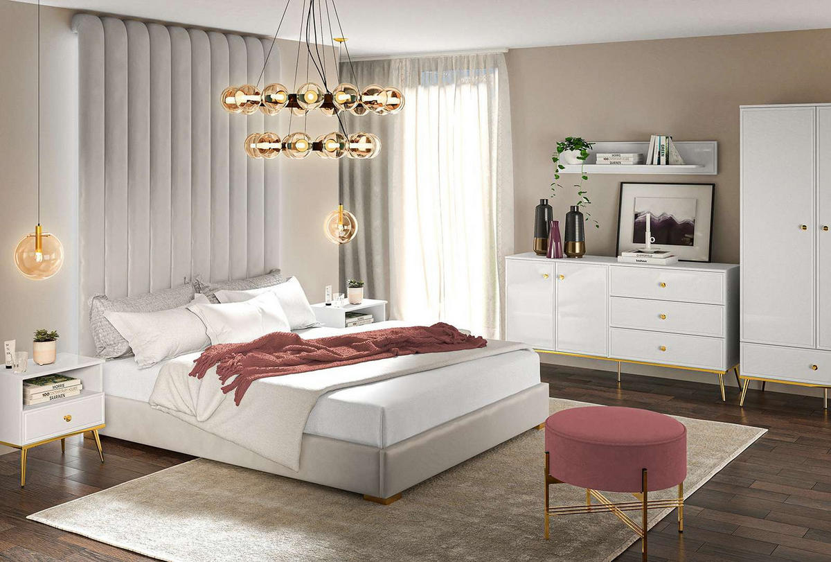 KOMMODE – 120 cm – Goldin – Weiß Hochglanz – KM-023 - Weiß Hochglanz, Holzwerkstoff (120/85/40cm) - hi-markt