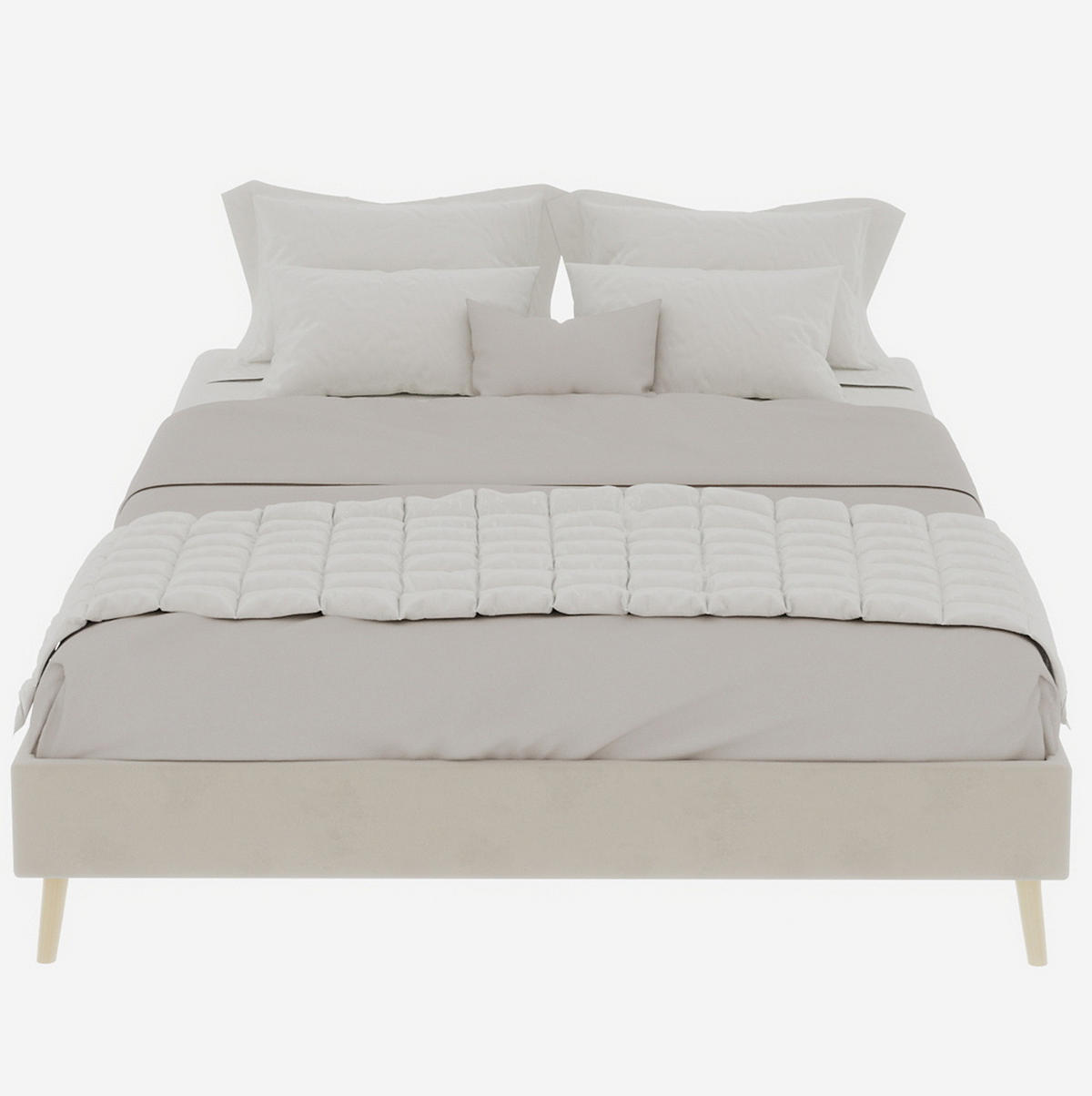POSTELOVÝ rám 140/200 cm béžová z látky a kovu s geometrickým čelem - béžová, textil (140/200cm) - OKWISH
