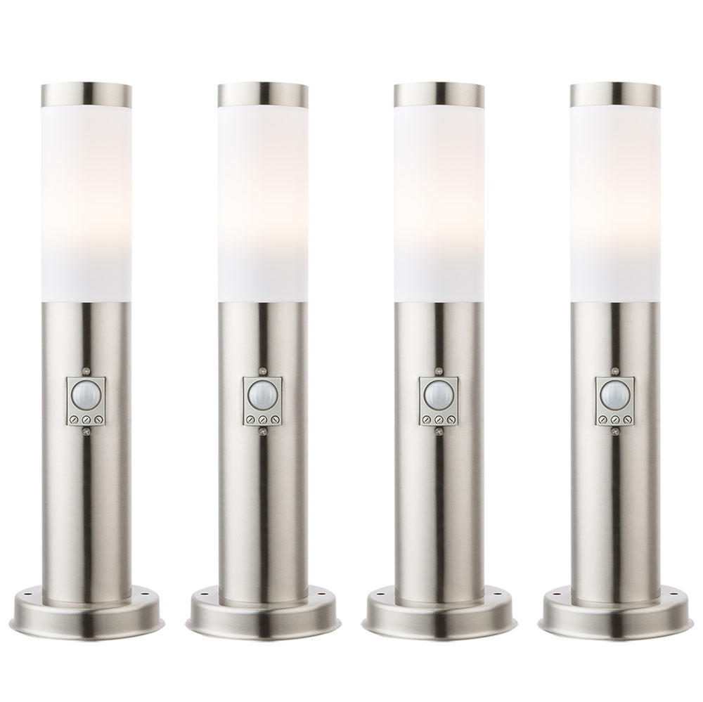 WEGELEUCHTE Edelstahl Anthrazit mit Bewegungsmelder 4er Set - Anthrazit, Metall (7.6/7.6/45cm)