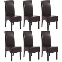 ESSZIMMERSTUHL 6er-Set klassisch und zeitlos 90x43x56cm Sitzhöhe 45cm Kunstleder dunkle Beine Braun - Braun, Kunststoff (43/90/56cm) - CHEFGASTRO