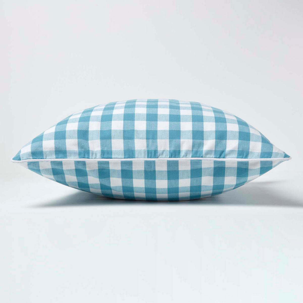 KISSENHÜLLE Karo-Muster 60/60 cm, 100% Baumwolle - Blau, Textil (60/60cm) - Homescapes