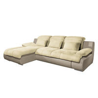 ECKSOFA mit Schlaffunktion - Kunstleder / Mikrofaser - Sandfarben/Beige, Kunststoff/Textil (260/184cm) - home24