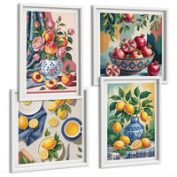 BILDER SET 4er Set - 50x50 cm & 40x60 cm Weißer Rahmen - Blumen und Früchte in Vasen - Weiß, Kunststoff (50/50cm) - TULUP