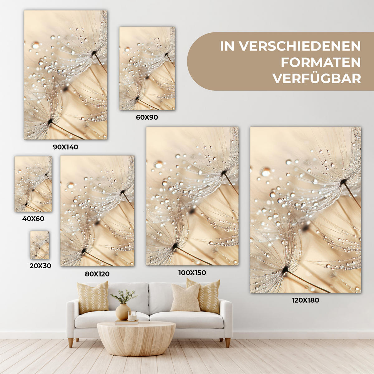 LEINWANDBILD Löwenzahn - Abstrakt - Natur - Beige 90x140 cm - Braun, Textil (90/140cm) - MuchoWow