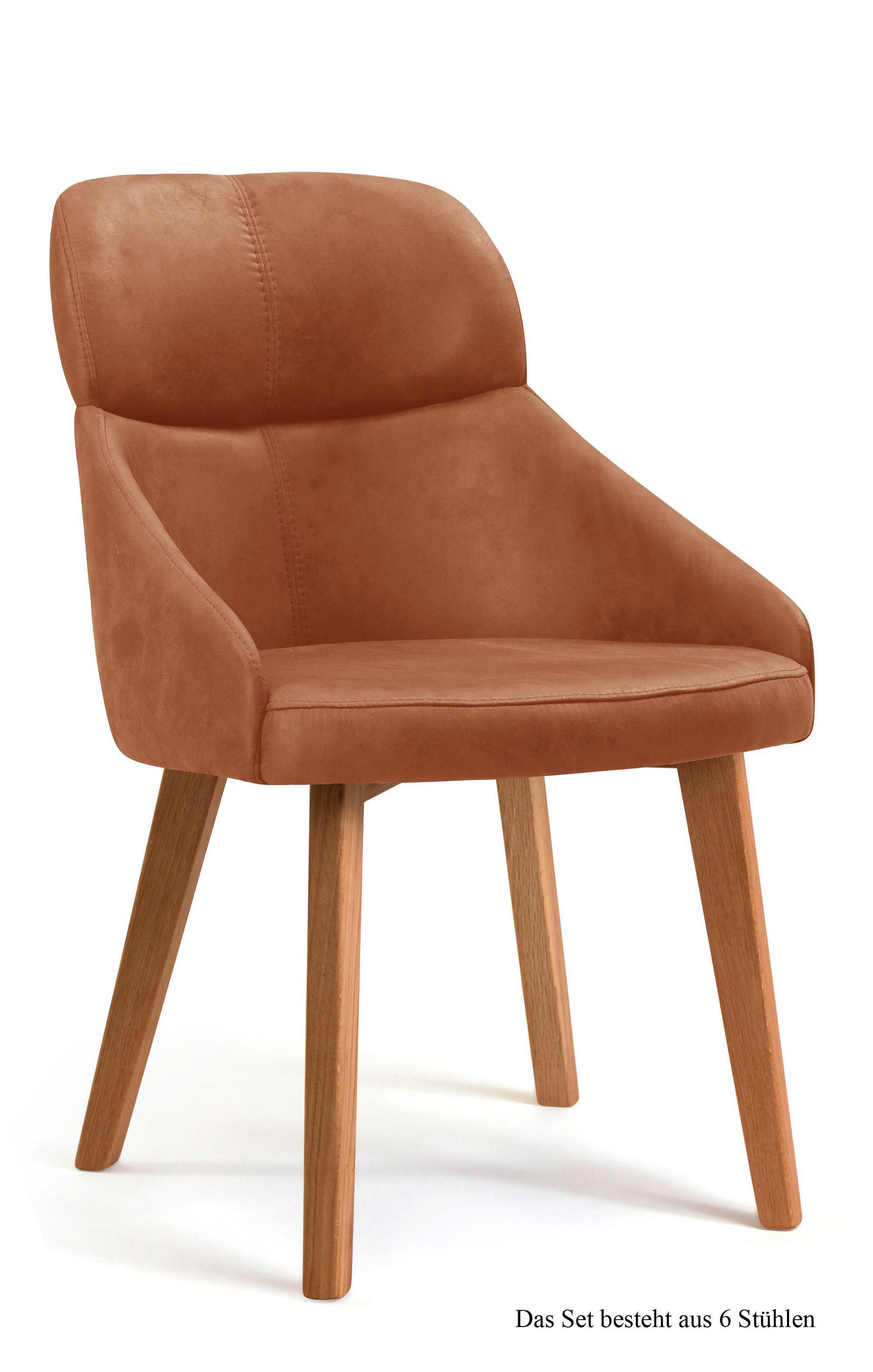 ESSZIMMERSTUHL (6er-Set) Dasya 52x82x63 Eiche geölt/Cognac - Cognac/Eichefarben, Kunststoff (63/82/52cm) - 58aufmkessel