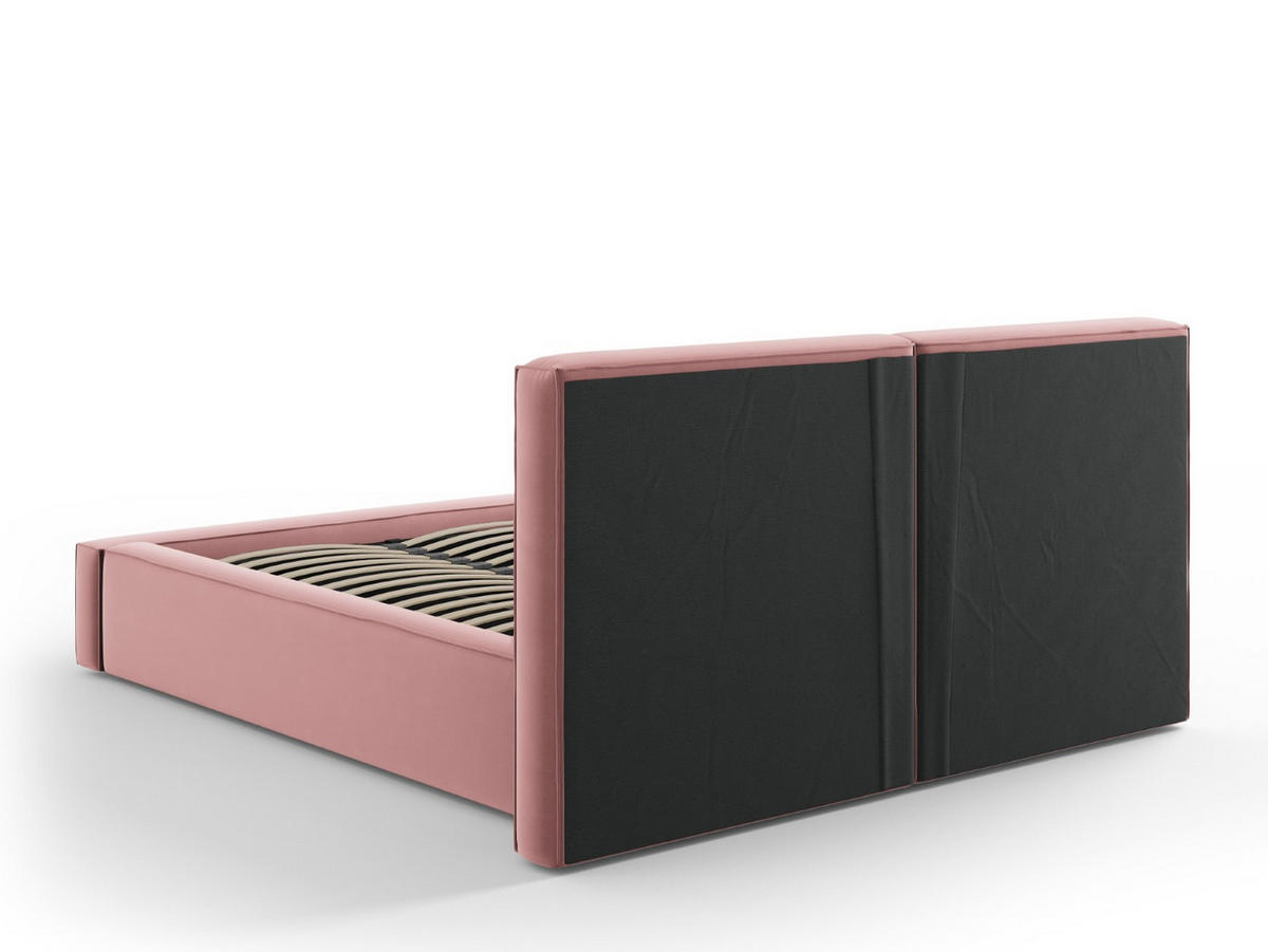 BETT mit Bettkasten und Kopfteil Jodie aus Samt rosa 140x200cm - Pink, Textil (140/200cm) - Micadoni