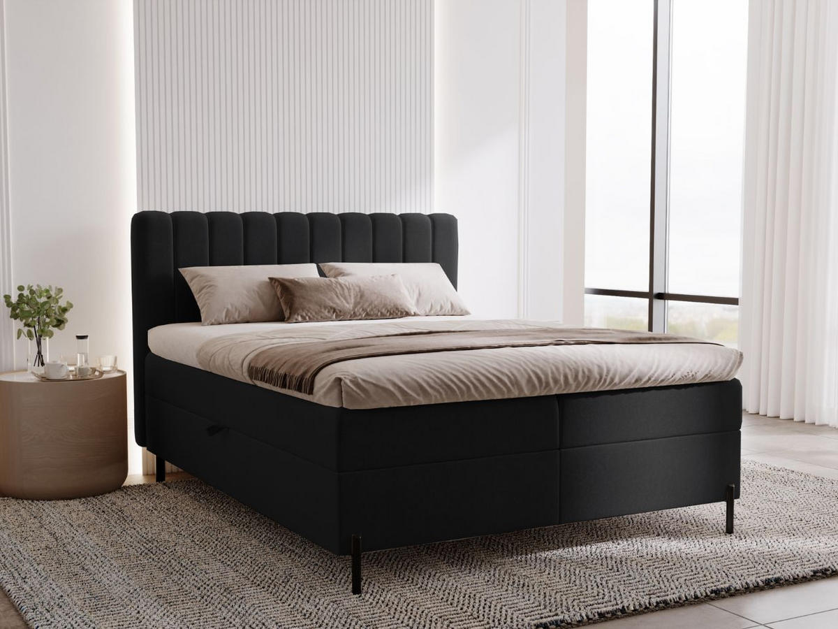 BOXBETT Primavera 180x200 Schwarz - Schwarz, Holz/Textil (180/200cm) - Graingold