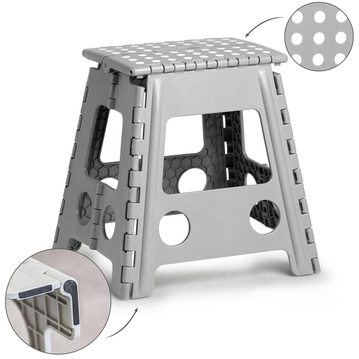 KLAPPHOCKER hellgrau 38,5/31,5/39 cm - Grau, Kunststoff (31.5/39/38.5cm) - ZELLER