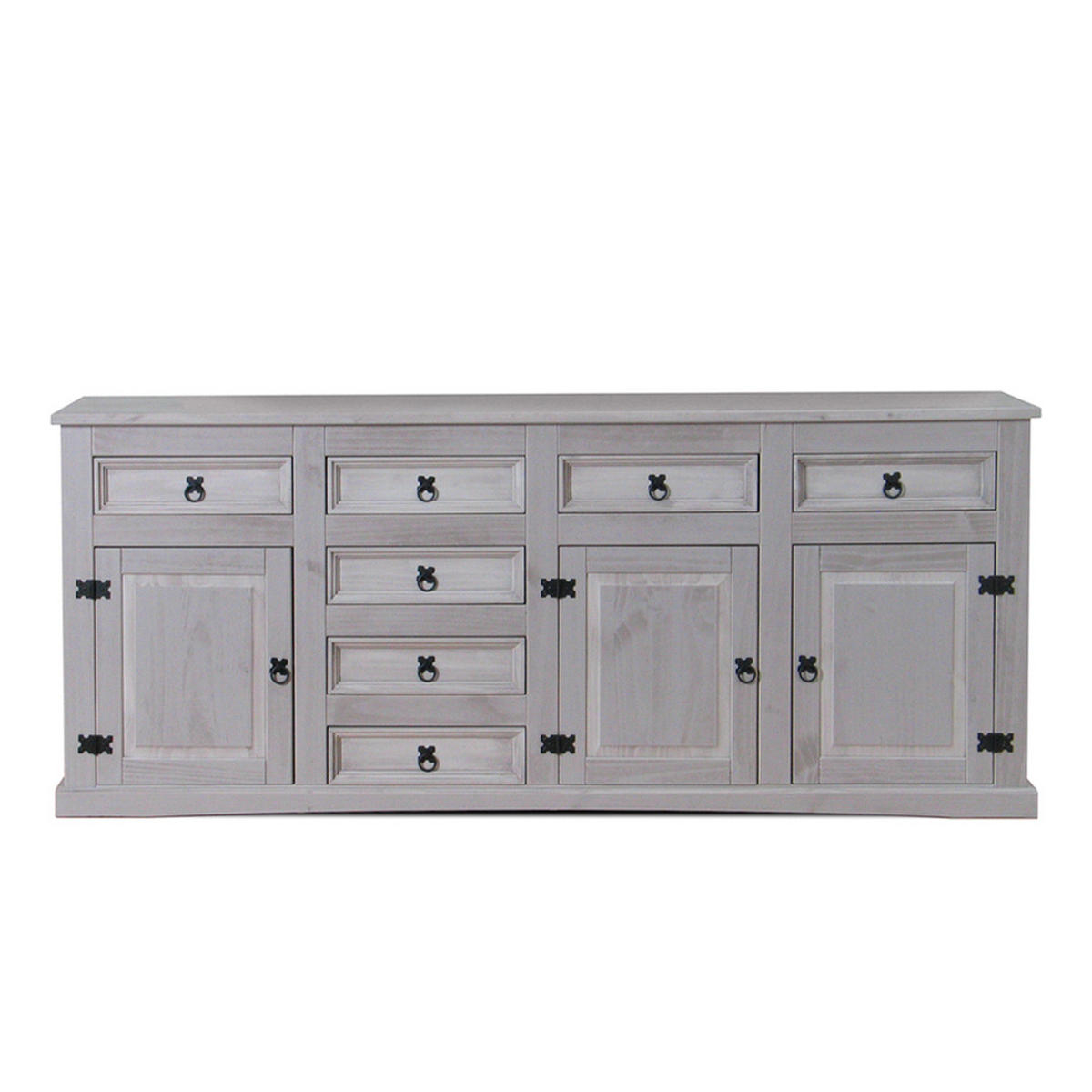 SCHRANK New Mexico Grau Antik 200/44/84 cm - Grau, Holz (200/84/44cm) - ebuy24