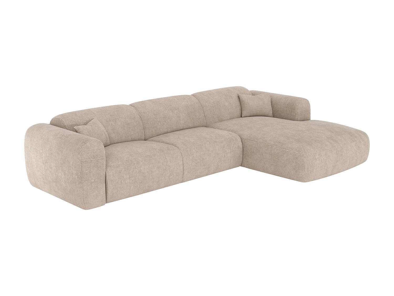 ECKSOFA mit Schlaffunktion - Ecke rechts - Cord fein gerippt - Beige - POGNI - Beige, Textil (299/165cm) - Vente-Unique