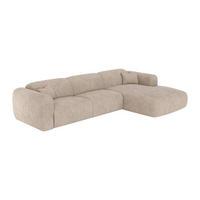 ECKSOFA mit Schlaffunktion - Ecke rechts - Cord fein gerippt - Beige - POGNI - Beige, Textil (299/165cm) - Vente-Unique