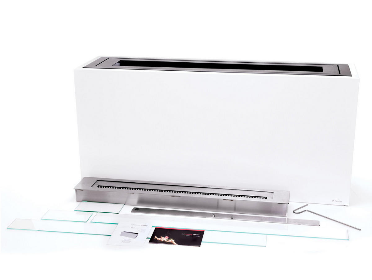 BIOETHANOL-KAMIN Weiß Bodenmodell inklusive 5 L Brennblock - Weiß, Metall (130/60/35cm) - Purline