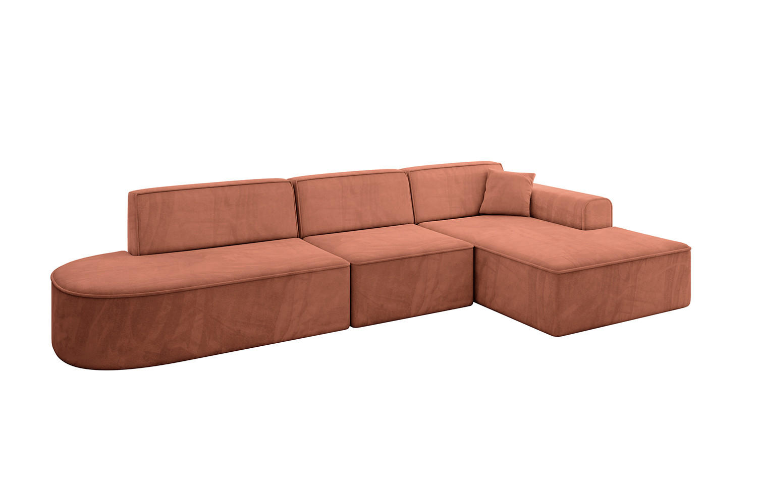 ECKSOFA Ottomane Rechts IREA-L2-v3 - 318x165x76 cm Apricot - Koralle, Holzwerkstoff/Textil (318/165cm) - ALTDECOR