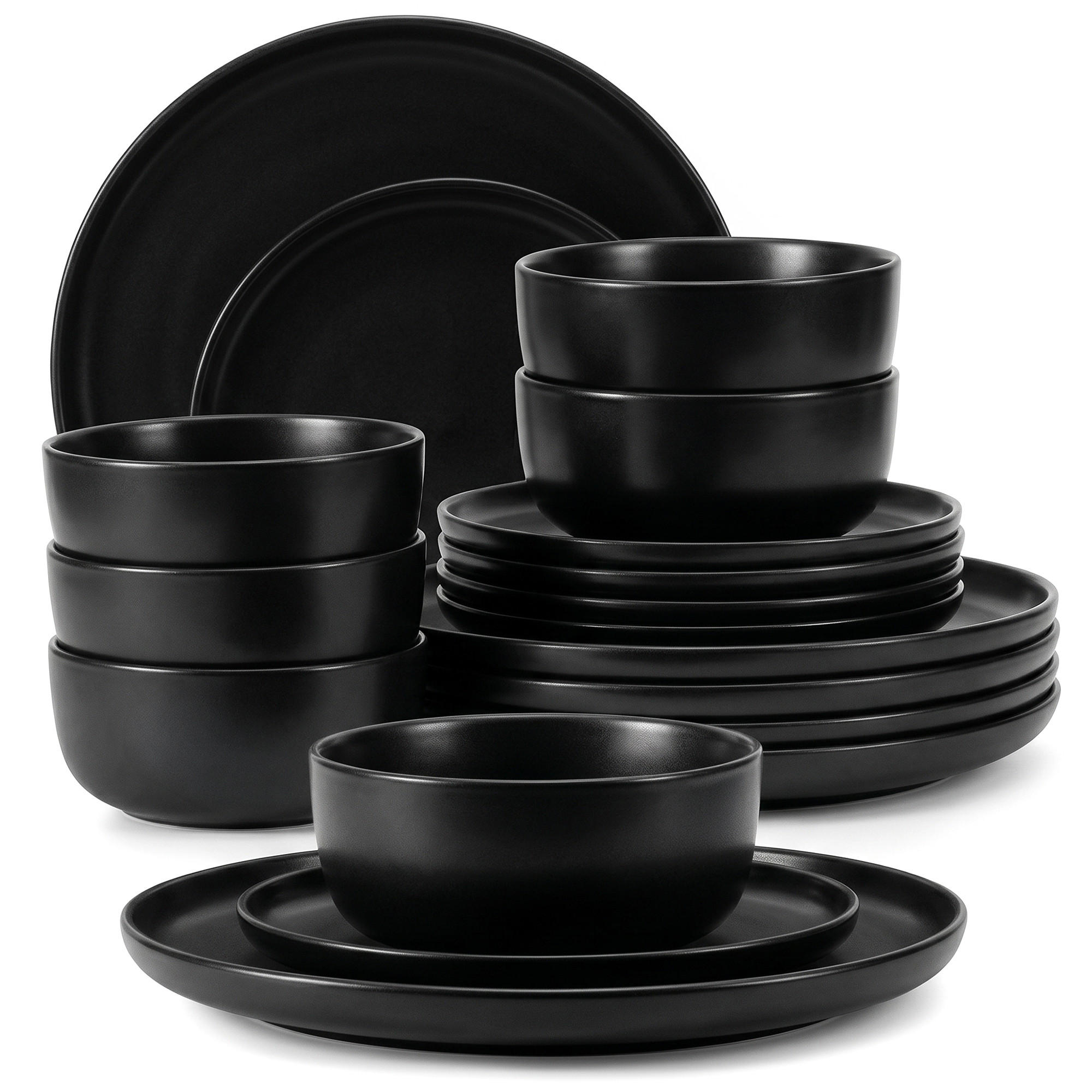 TAFELSERVICE VICTO Schüssel 6 Personen 18-tlg - Schwarz, Keramik (27/2/27cm) - KONSIMO®