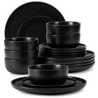 TAFELSERVICE VICTO Schüssel 6 Personen 18-tlg - Schwarz, Keramik (27/2/27cm) - KONSIMO®