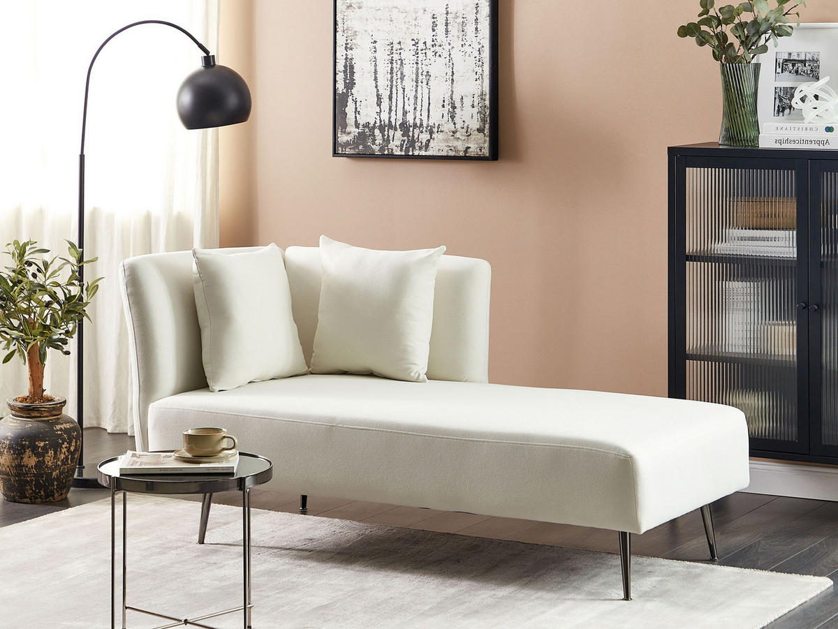 CHAISELONGUE cremeweiß linksseitig Riom - Schwarz/Weiß, Textil (156/75/77cm) - Beliani