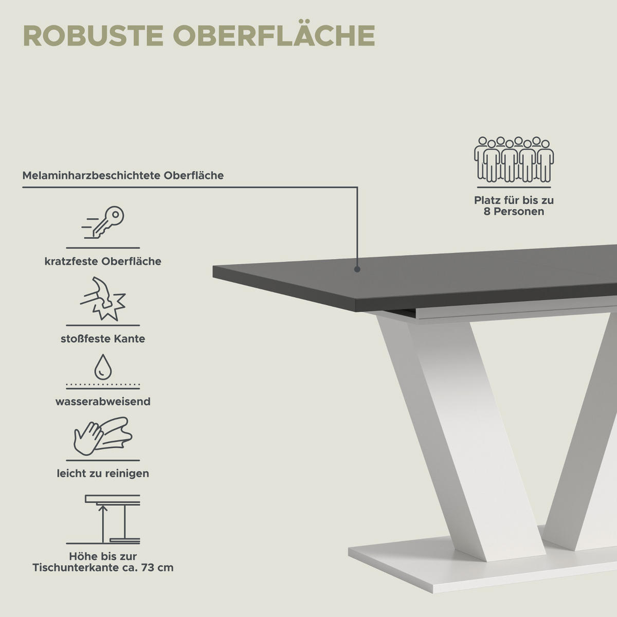 ESSTISCH weiß und grau, Küchentisch ausziehbar 150 - 190 cm - Weiß/Grau, Holzwerkstoff/Metall (150/90/76cm) - Inn.Furn