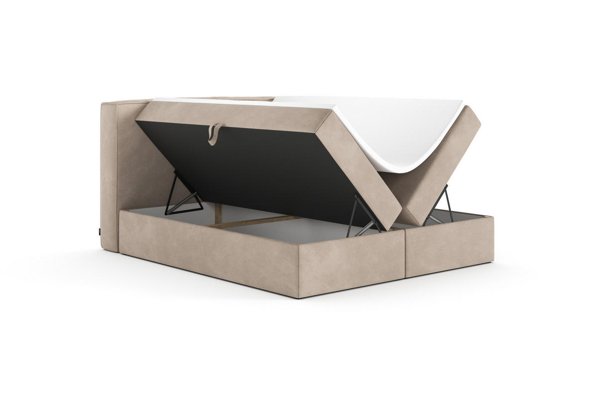 POLSTERBETT MITTO mit Bettkasten, Doppelbett - 180x200 cm - Beige/Naturfarben, Holz/Textil (180/200cm) - mybed.