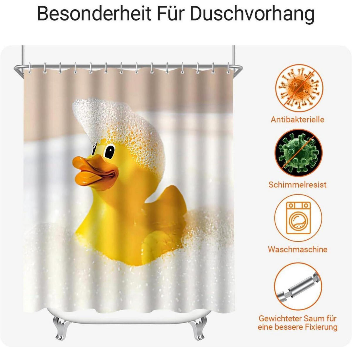 DUSCHVORHANG Gelbe Ente 240 x 200 cm - Gelb, Textil (240/200cm)