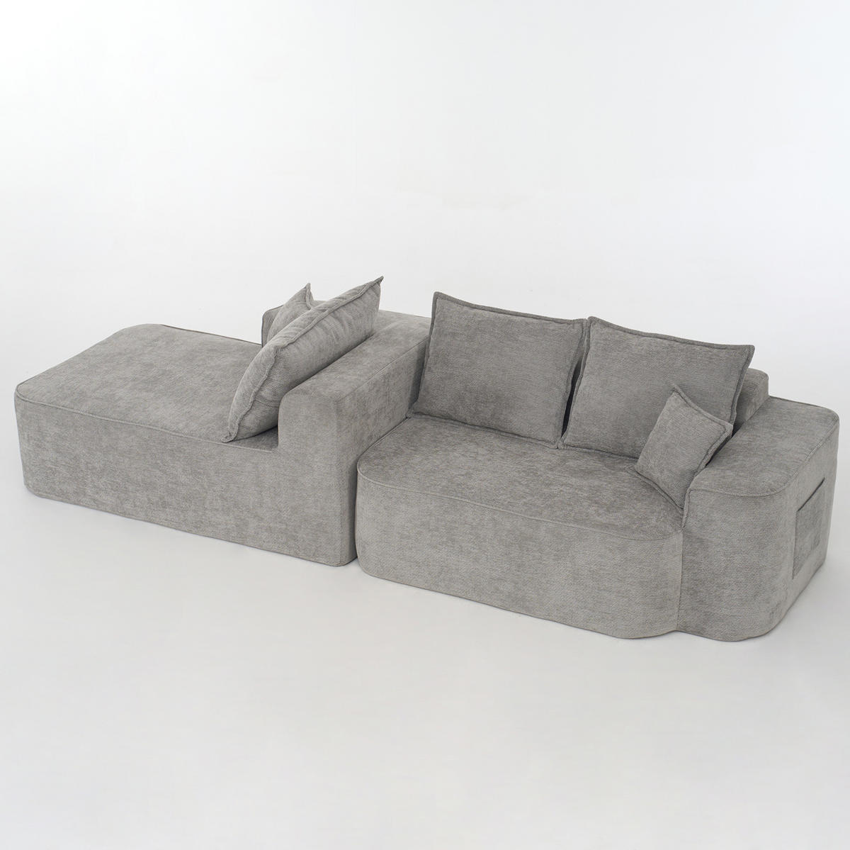 ECKSOFA 262/144/65 cm grau aus Chenille mit Modulfunktion - Grau, Textil (144/262cm) - OKWISH