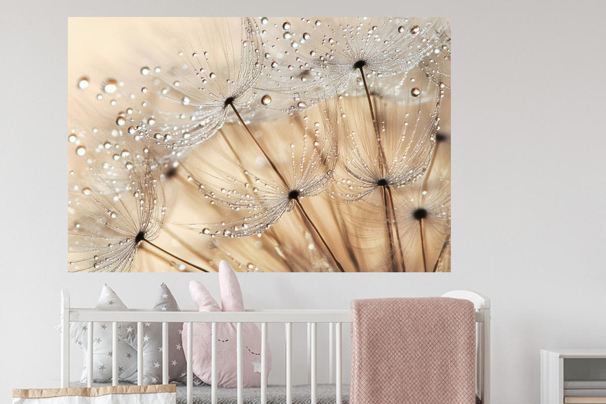 WANDTATTOO Löwenzahn - Abstrakt - Natur - Beige 120x80 cm - Braun, Kunststoff (120/80/0.1cm) - MuchoWow