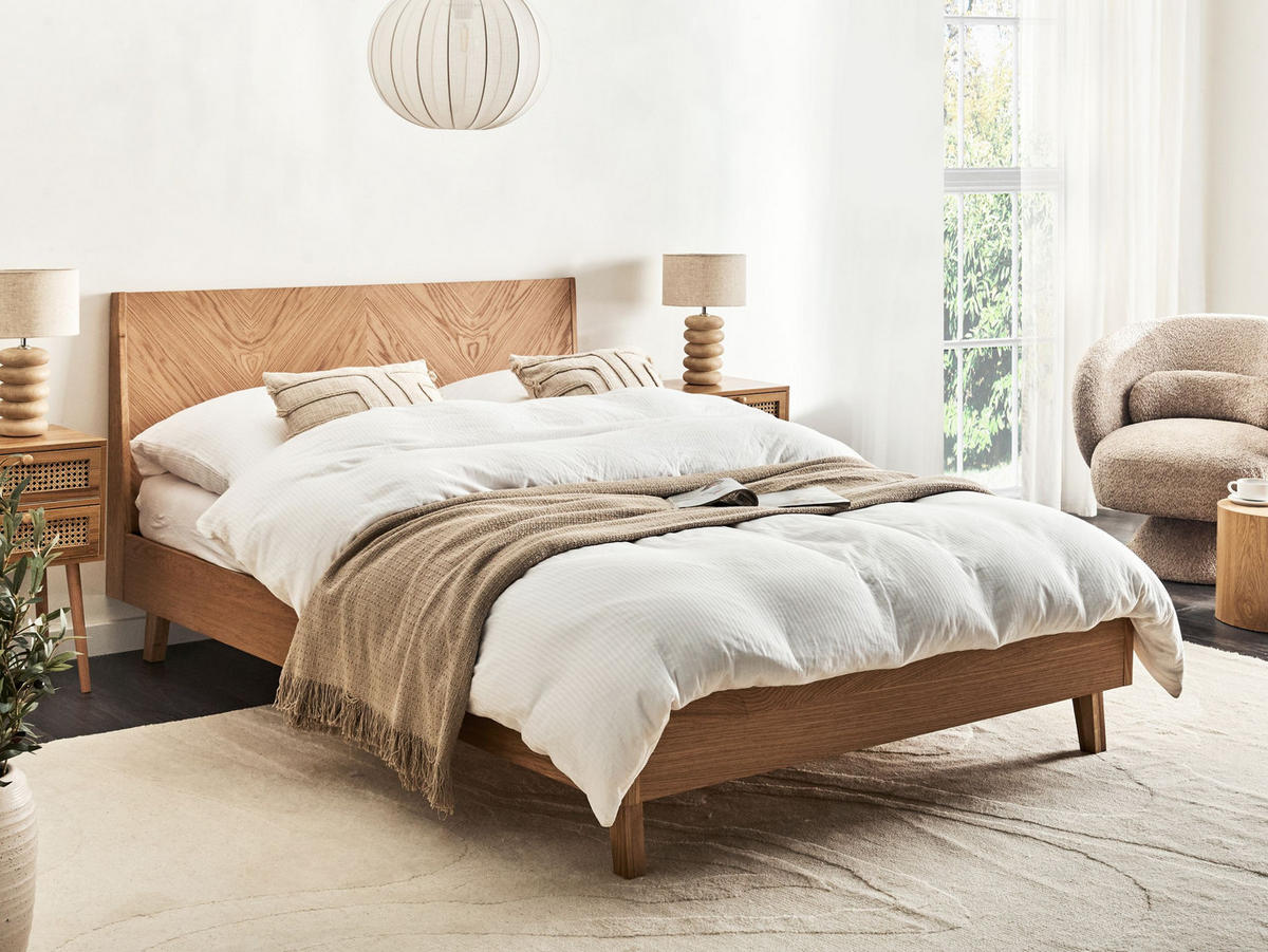 BETT mit Lattenrost 140/200 cm Hellbraun Wizernes - Hellbraun, Holzwerkstoff (140/200cm) - Beliani