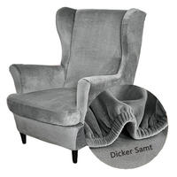 OHRENSESSEL ÜBERZUG Einfarbig Samt 2-Teilig - Grau, Textil (92/80cm) - Kaket