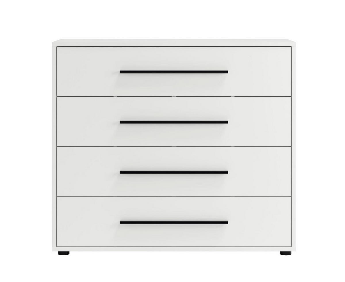 KOMMODE Maxivo Weiß, mit Schubladen - Schwarz/Weiß, Holzwerkstoff (90/87/40cm) - Bettso