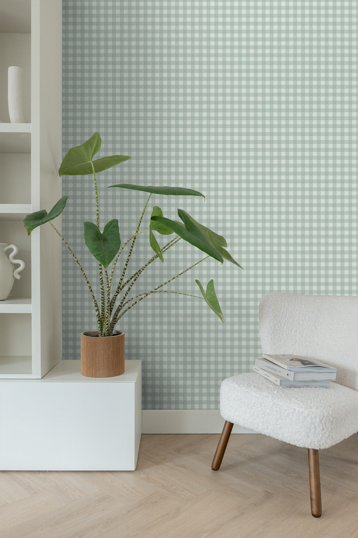 TAPETE Karomuster 50 x 900 cm - Grün, Papier (50/900cm) - ESTAhome